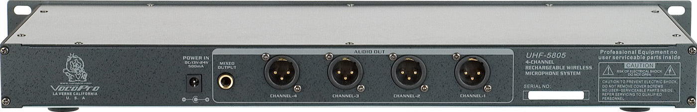 Professional Rechargeable 4 Channel UHF Wireless Microphone System